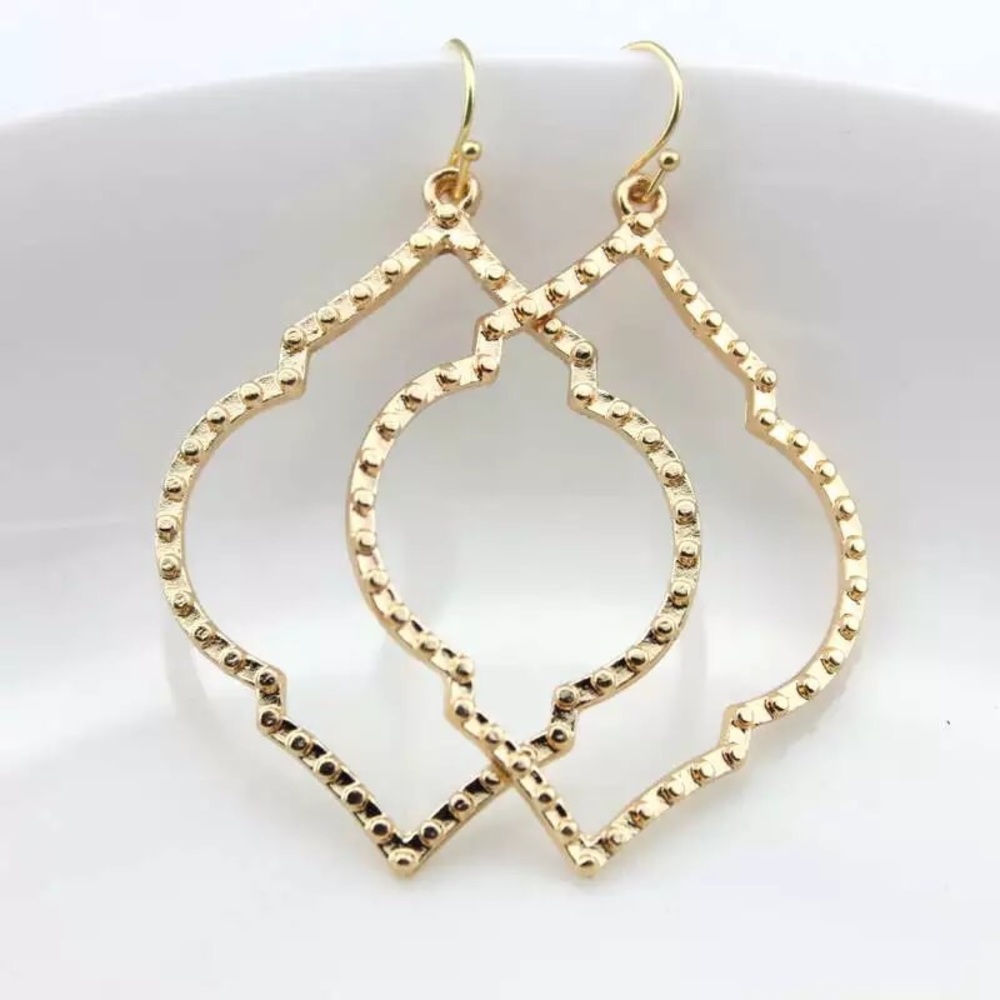 Gold plated magnolia cutout filigree earrings
